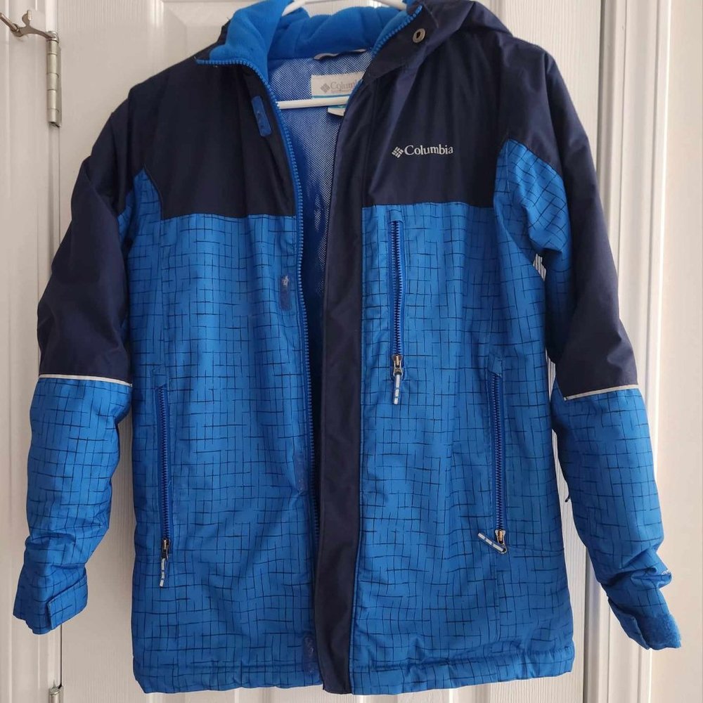 Columbia Super Blue Check Mighty Mogul Jacket Youth Size L,Very good condition